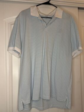 J. Crew Light Blue & White Thin-Striped Polo